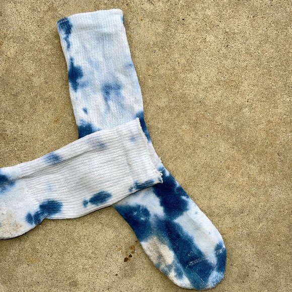 Tie Dye Navy and White Crew Socks - Picture 3 of 5